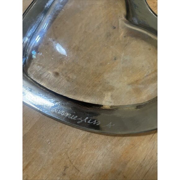 ANNIEGLASS :: 8” MEDIUM “Heart” BOWL Platinum Silver Rim SIGNED CALIF USA - Picture 5 of 6